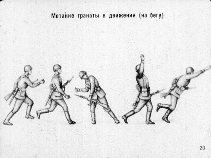 Ручные гранаты и приемы их метания. Советский диафильм 1973 года