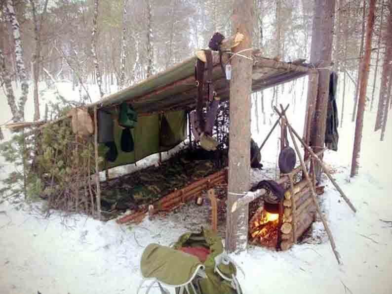 Зимнее укрытие в лесу
